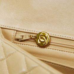 Pre Owned Chanel Beige Lambskin Parent Child Kelly Set Top Handle Bag