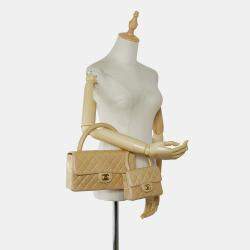 Pre Owned Chanel Beige Lambskin Parent Child Kelly Set Top Handle Bag