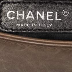 Pre Owned Chanel Beige Double Stitch Quilted Leather Small Boy Flap Bag