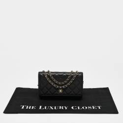 Pre Owned Chanel Black Quilted Caviar Leather WOC Clutch Bag