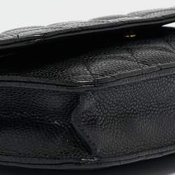 Pre Owned Chanel Black Quilted Caviar Leather WOC Clutch Bag