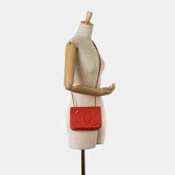 Chanel Red Lambskin CC Mania Flap Bag