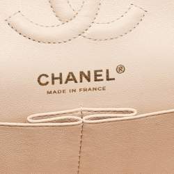 Pre Owned Chanel Beige Quilted Cavair Leather Small Classic Double Flap Bag