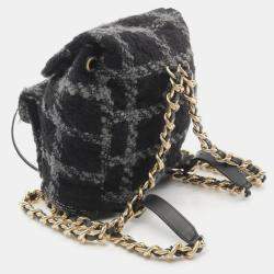 Chanel Black Grey Fabric Coco Mark Backpack