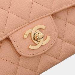 Chanel Salmon Pink Caviar Leather Double Flap Shoulder Bag