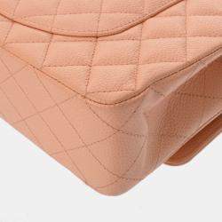 Chanel Salmon Pink Caviar Leather Double Flap Shoulder Bag