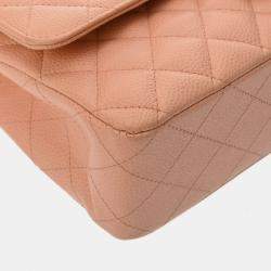 Chanel Salmon Pink Caviar Leather Double Flap Shoulder Bag