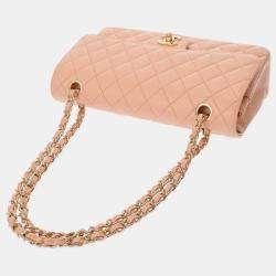 Chanel Salmon Pink Caviar Leather Double Flap Shoulder Bag