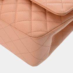 Chanel Salmon Pink Caviar Leather Double Flap Shoulder Bag