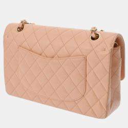 Chanel Salmon Pink Caviar Leather Double Flap Shoulder Bag