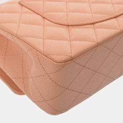 Chanel Salmon Pink Caviar Leather Double Flap Shoulder Bag