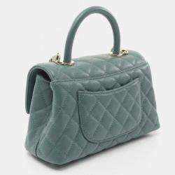Chanel Green Leather Coco Handle Top Handle Bag