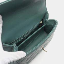 Chanel Green Leather Coco Handle Top Handle Bag