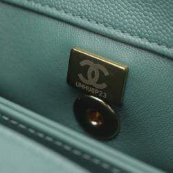 Chanel Green Leather Coco Handle Top Handle Bag