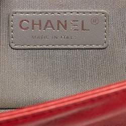 Chanel Red Double Stitch Leather Small Boy Flap Bag
