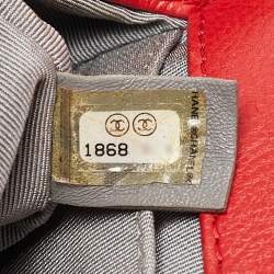 Chanel Red Double Stitch Leather Small Boy Flap Bag