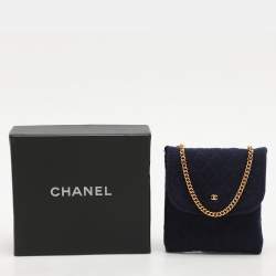Chanel Blue Quilted Jersey Chain Pouch