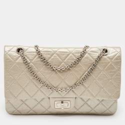 Chanel Silver Quilted Aged Leather 227 Reissue 2.55 Flap Bag