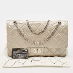 Chanel Silver Quilted Aged Leather 227 Reissue 2.55 Flap Bag