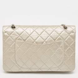 Chanel Silver Quilted Aged Leather 227 Reissue 2.55 Flap Bag