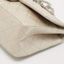 Chanel Silver Quilted Aged Leather 227 Reissue 2.55 Flap Bag