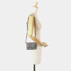 Chanel Grey Lambskin Leather 19 Flap Coin Purse with Chain