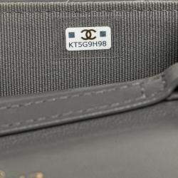 Chanel Grey Lambskin Leather 19 Flap Coin Purse with Chain