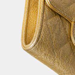 Chanel Gold Caviar Leather Quilted Iridescent Flap Card Holder on Chain