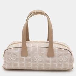 Pre Owned Chanel Beige Nylon CC Logo Travel Line Bowler Bag