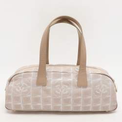 Pre Owned Chanel Beige Nylon CC Logo Travel Line Bowler Bag