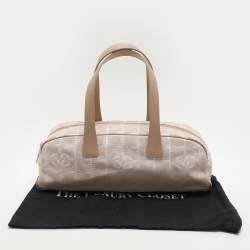Pre Owned Chanel Beige Nylon CC Logo Travel Line Bowler Bag