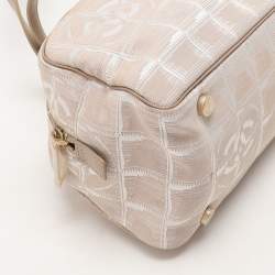 Pre Owned Chanel Beige Nylon CC Logo Travel Line Bowler Bag