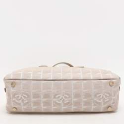 Pre Owned Chanel Beige Nylon CC Logo Travel Line Bowler Bag