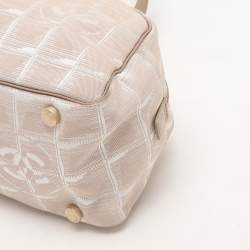 Pre Owned Chanel Beige Nylon CC Logo Travel Line Bowler Bag
