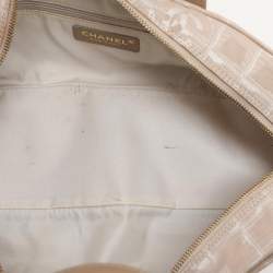 Pre Owned Chanel Beige Nylon CC Logo Travel Line Bowler Bag