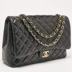 Chanel Black Quilted Leather Maxi Classic Double Flap Bag