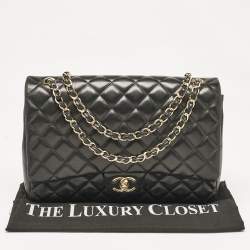 Chanel Black Quilted Leather Maxi Classic Double Flap Bag