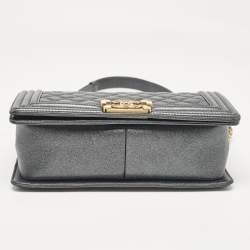 Chanel Metallic Grey Quilted Leather Medium Boy Flap Bag