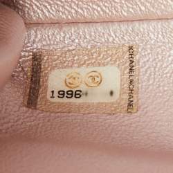 Pre Owned Chanel Metallic Pink Quilted Leather Chain Flap Clutch