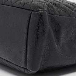 Pre Owned Chanel Black Quilted Caviar Leather Grand Shopping Tote