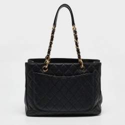 Pre Owned Chanel Black Quilted Caviar Leather Grand Shopping Tote