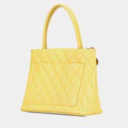 Chanel Yellow Caviar Medallion Tote Bag