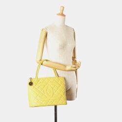 Chanel Yellow Caviar Medallion Tote Bag