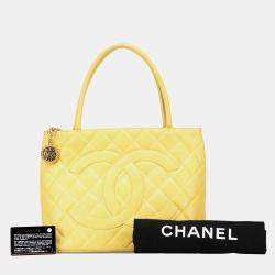 Chanel Yellow Caviar Medallion Tote Bag