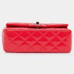 مملوكة مسبقًا Chanel Red Mini Rectangular Classic Patent Single Flap