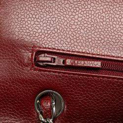 Chanel Red Caviar Leather Medium Classic Double Flap Shoulder Bag