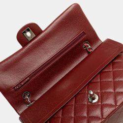 Chanel Red Caviar Leather Medium Classic Double Flap Shoulder Bag