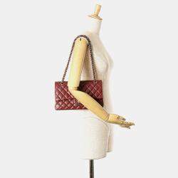 Chanel Red Caviar Leather Medium Classic Double Flap Shoulder Bag