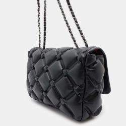 Chanel Black Lambskin Bubble Leather Chain Shoulder Bag