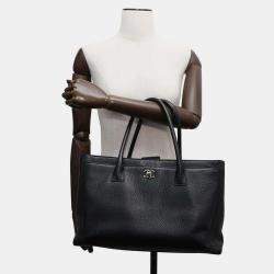 Pre Owned Chanel Black Leather CC Executive Tote Bag